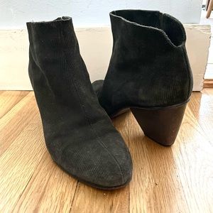 Coclico black suede slide ankle boot stack heel